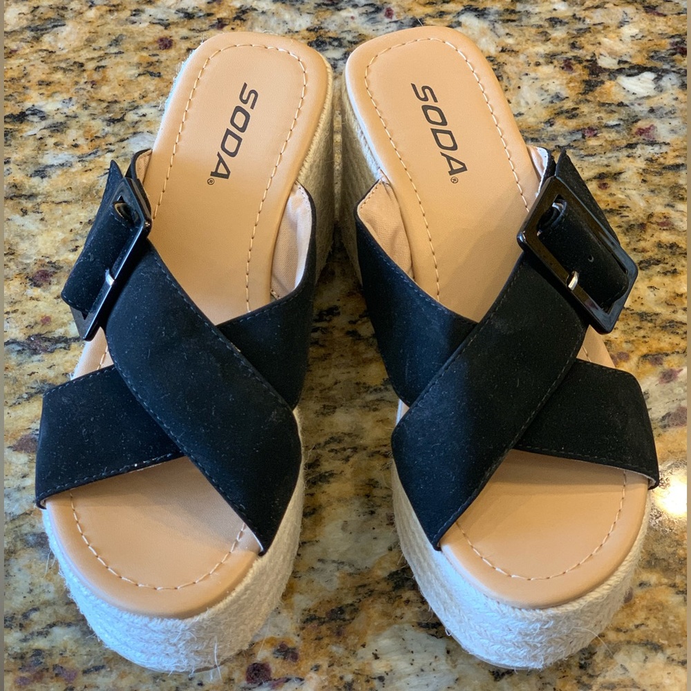 Brand New Never Worn SODA Black Wedges